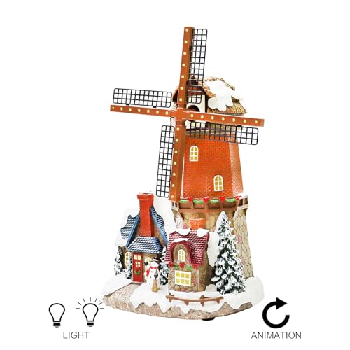 Lighted Windmill Christmas Village Building with LED Lights - 12.2 Inches