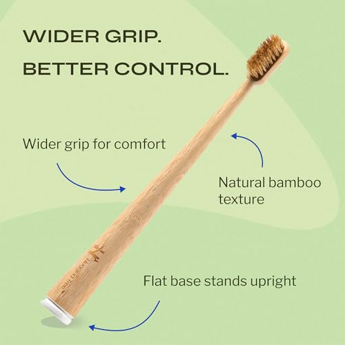 Boar Bristle Bamboo Toothbrush - Natural Plastic-Free Eco-Friendly 6 Pack - Variation of Boar Bristle Bamboo