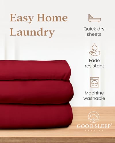 Queen Size Egyptian Cotton Bed Sheets Set - Burgundy 4 Piece Deep Pocket