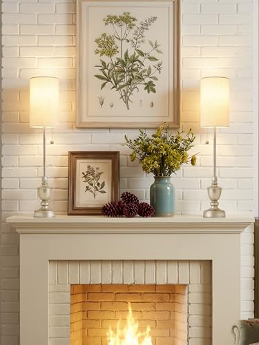 EJIAXIN Set of 2 Buffet Table Lamps 28" Tall Slim Brushed Nickel Resin Finish