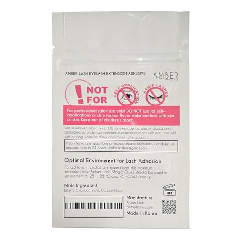 Mild Sensitive Eyelash Extension Magic Glue for Professional Lash Extensions, 1-2 Sec Dry Time & Up to 6 Weeks Retention, Black Adhesive by Amber Lash (5 ml / 0.18oz)