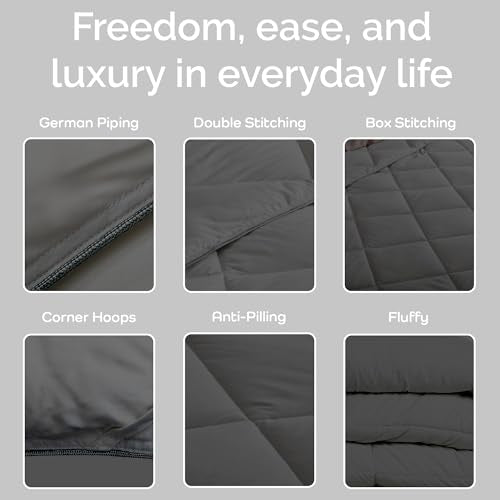 Bamtek Charcoal Queen Size Bamboo Viscose Comforter - Down Alternative Duvet Insert