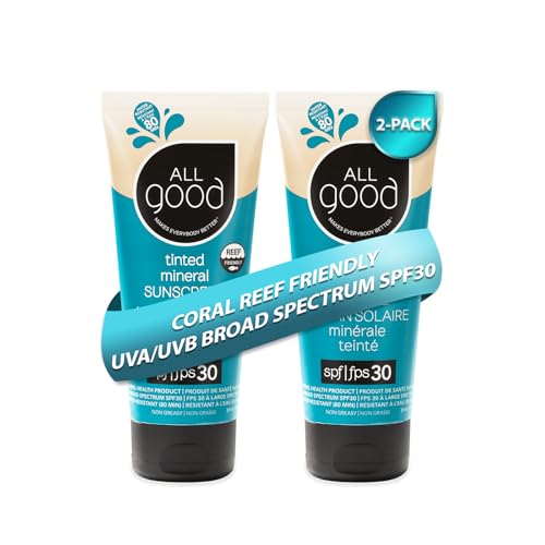 All Good Sunscreen Tinted Mineral SPF 30 Lotion 2-Pack for Face & Body