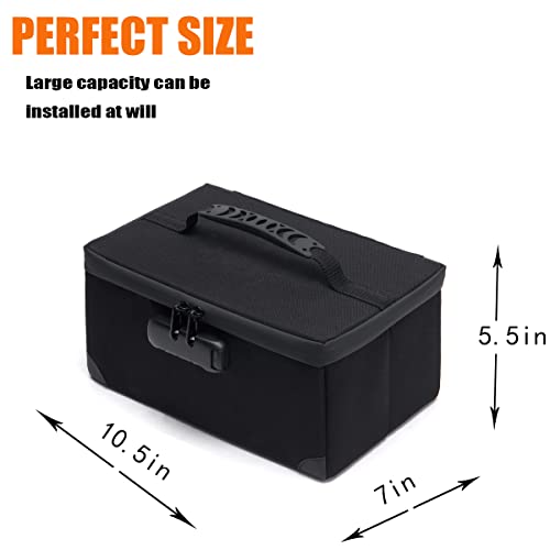 Portable Cosmetic Bag with Lock, Large Capacity Travel Makeup Case Organizer, Waterproof Makeup Bags for Girls Traveling With Handle and Divider Makeup Bag¡¦(Black)
