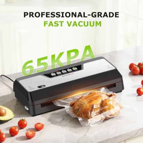 Vacuum Sealer Machine with 1 Roll & 5 Bags - Black, Multiple Modes, Food Preservation