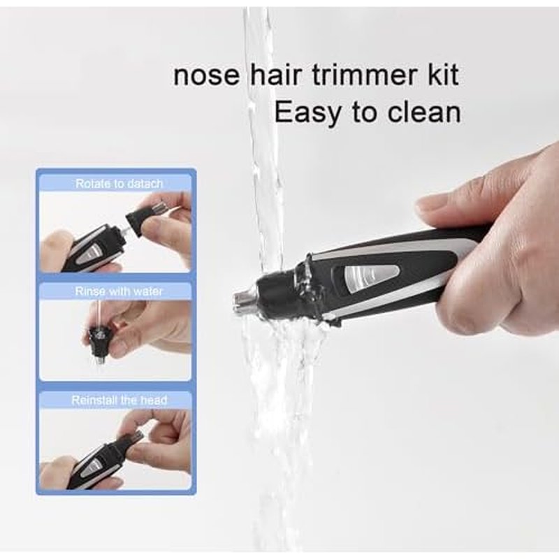 Ear and Nose Hair Trimmer Clippers: 2025 Professional Painless Eyebrow & Facial Hair Trimmers Remover for Men Women, Battery-Operated Nasal Clipper, Dual Edge Waterproof Blades for Easy Clean, Black