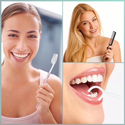 50 Pack 4-in-1 Disposable Toothbrush Set with Toothpaste, Comb & Floss - Travel Oral Care