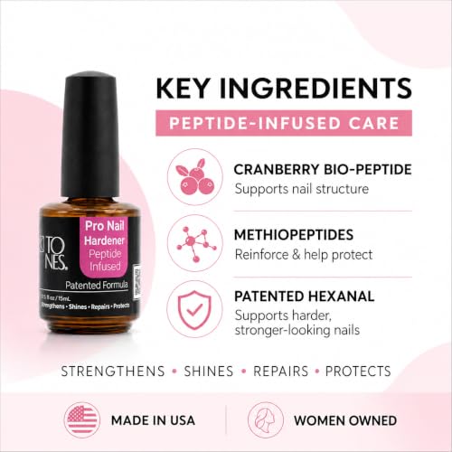 Tones Pro Nail Hardener & Gloss - Strengthen, Repair & Shine, 0.5 fl oz