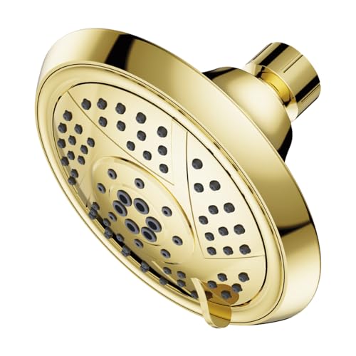5-Inch ABS Shower Head with 5 Spray Modes - Polished Brass Finish