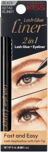 KISS Lash Glueliner 2-in-1 Eyelash Adhesive & Eyeliner, Matte Black, 0.03 Fl Oz Pack of 5