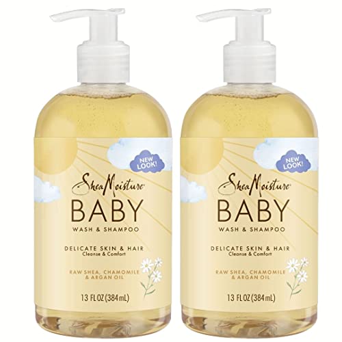 Shea Moisture Raw Shea Chamomile & Argan Oil Baby Wash & Shampoo, Gentle Cleansing, Frankincense & Myrrh, Calming & Comforting for Baby¡¯s Soft Skin (Pack of 2 -13 Fl Oz Ea)