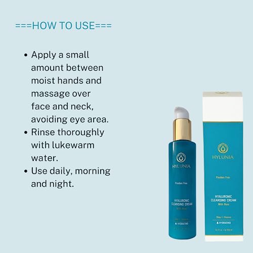 Hylunia Hyaluronic Facial Cleansing Cream - Hydrating Gentle Makeup Remover 5.1 fl oz