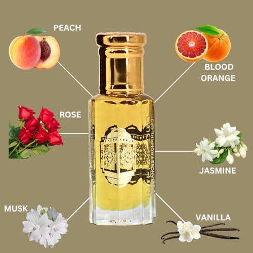 Intense Oud Peach Passion Long Lasting Perfume Oil for Women - 12ML with Floral & Vanilla Notes - Elegant Gift Set - Black Box