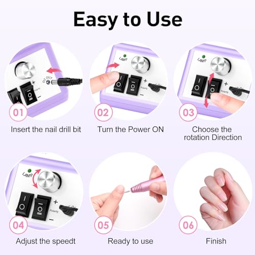 Professional Nail Drill 20000rpm Violet - Electric Manicure & Pedicure Machine