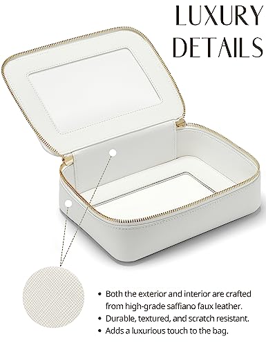 White Medium Clear Makeup Bag with Zipper - Travel Toiletry Organizer