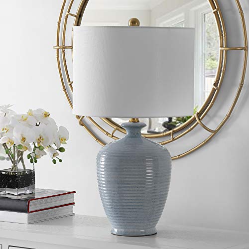 SAFAVIEH Henron 26-Inch Blue Ceramic Table Lamp with Fabric Shade