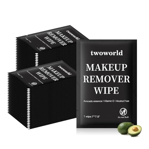 Makeup Remover Wipes Bulk Individually Wrapped,Travel Makeup Wipes Gentle for Face Cleansing Mascara Lipstick Travel Hotel£¨black,pack of 100)