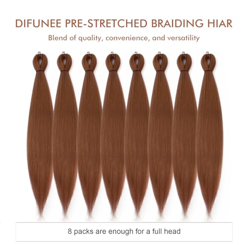 26 Inch Pre-Stretched Braiding Hair 8 Packs Brown Yaki Texture Synthetic Extensions