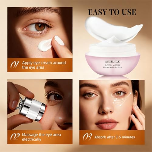 Angel Silk AH-8 Firming Neck-Eye Cream Bundle, Tightening & Revitalizing Set, Electric Massage Eye Cream with Red Light, Firm Smooth of Eye Fine Lines, Anti-Wrinkle Deep Moisturizing Skincare