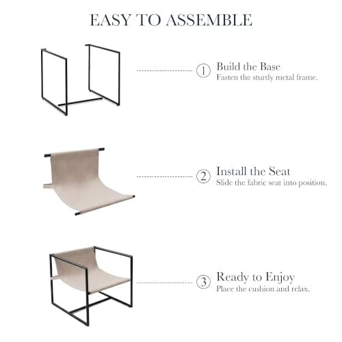 Nestvala Oatmeal Modern Upholstered Accent Armchair with Metal Frame