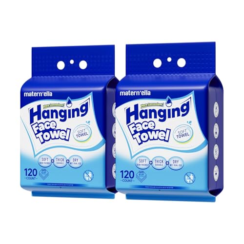 Disposable Face Towels 240 Count - Soft Absorbent Facial Washcloths with Hanging Design