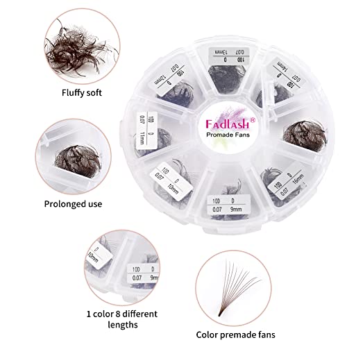 Brown Lash Extensions 10D Premade Fans 1000pcs Mix 9-16mm - Eyelash Extensions