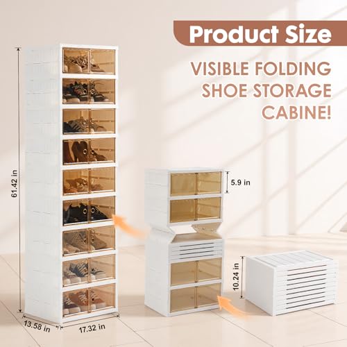 9-Tier Folding Shoe Rack Storage Organizer - Holds 18 Pairs - Space Saving