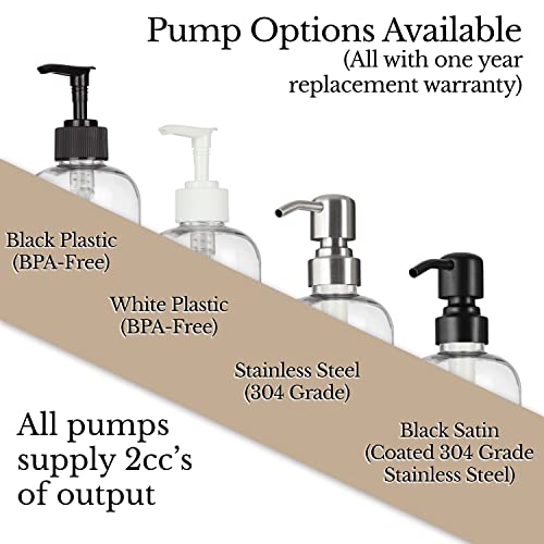 Artanis Home Refillable Shampoo & Conditioner Bottles with White Pumps - 16 oz (3 Pack)