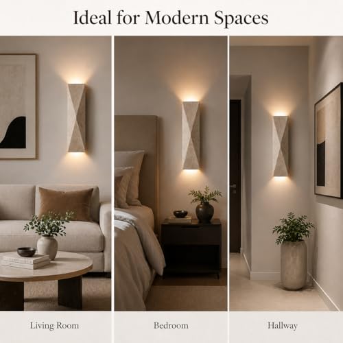 LVLVlech Travertine Wall Sconce - Natural Stone Up-Down Light for Hallway & Bedroom