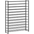 Black 12-Tier Shoe Rack Organizer for Closet - Holds 75 Pairs
