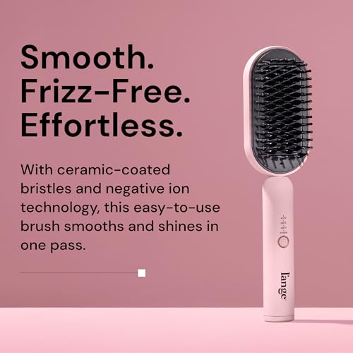 Hot Air Hair Straightening Brush with Ceramic Bristles & Negative Ion Technology - Adjustable Temp, Dual Voltage, Blush
