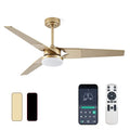 52 Inch Gold Ceiling Fan with Lights and Remote - Reversible Low Profile Fan