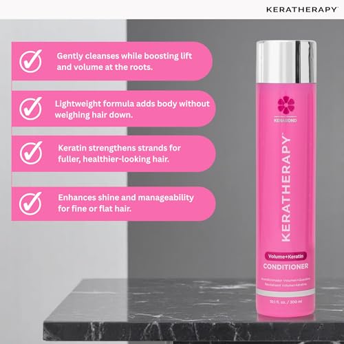 Keratherapy Keratin Infused Volume Conditioner, 10.1 fl. oz., 300 ml - Thin Hair Conditioner for Volume & Thickening - With Hemp Seed Oil, Indian Laurel Extract, Sea Kelp & Hydrolyzed Silk