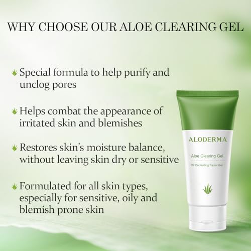 Aloderma Aloe Clearing Set - 5 Pieces - Cleanser, Soothing Cream, Aloe Vera Gel with Tea Tree Oil and Clearing Gel x2pcs