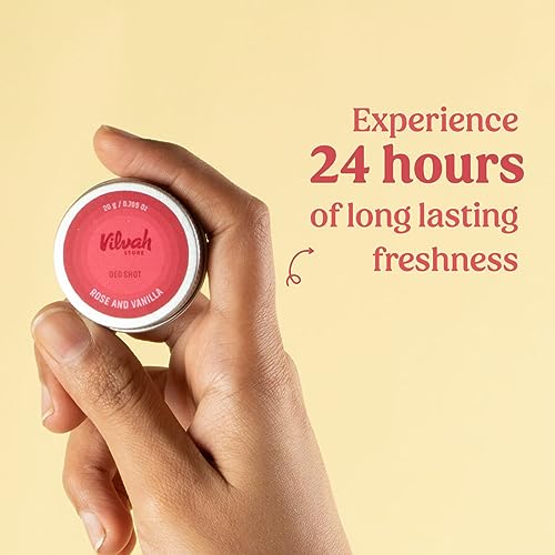Vilvah Store Underarm Odor Deodorizer Cream | Deodorant to Soothe and Nourish the Armpits | Rose and Vanilla Flavour Deo Shots | Suitable For Men & Women | 20Gm