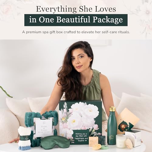 Luxury Spa Gift Basket for Women - Self-Care Birthday Set with Candles & Bottle