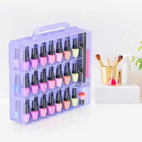 Beloving 2-Pack Purple Nail Polish Organizer Case - Holds 48 Bottles with Adjustable Dividers