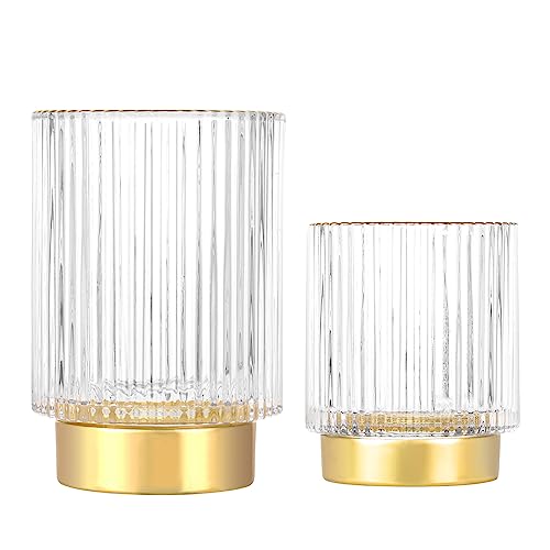DASITON Makeup Brush Holder Organizer Glass Storage Vase S+L Clear