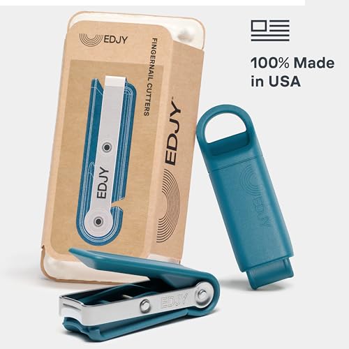 EDJY Fingernail Cutter Set - 2 Pack Stainless Steel Nail Clippers with Safety Stop