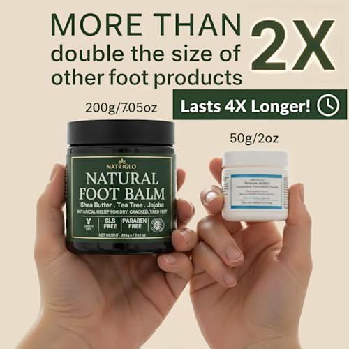 Natriglo Organic Tea Tree Foot Balm 7.05oz - Intensive Callus & Heel Repair for Dry, Cracked Feet