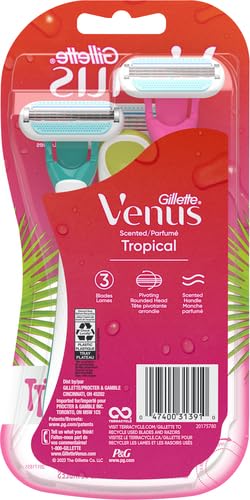 Gillette Venus Tropical Disposable Razor Set - 3 Count Pack of 4, Scented Handles
