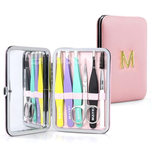 Initial M Tweezers with Mirror for Women Facial Hair, Best Gifts for Teen Girl/Daughter/Friend/Mom/Bridesmaid/Wife/Girlfriend, Unique Gift for Birthday/Anniversary/Mothers Day/Valentines Day/Christmas