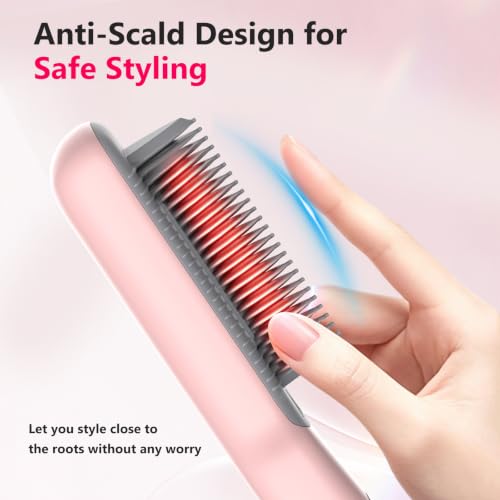 Steam Straightening Brush for Frizz-Free Hair - One-Pass Hair Styler