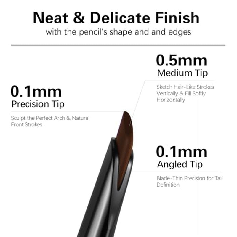 Microblading Eyebrow Pencil,Eyebrow Retractable Definer Pencil,Angled Precision Tip,0.1MM Ultra Slim Eyebrow Makeup,Long-Lasting Waterproof,Smudgeproof (05 DEEP BROWN, 2 Pack)