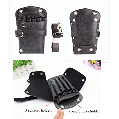Hairdressing Scissors Holster Pouch - PU Leather Salon Tool Bag for Stylists - Green