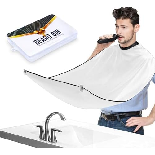 Beard Bib Apron, Beard Trimming Catcher for Men Shaving Hair Clippings Non-Stick Waterproof Grooming Cloth