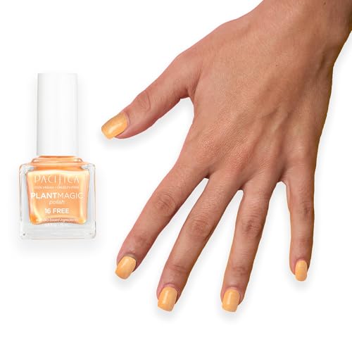 Pacifica Natural Nail Polish ? Plant Magic Orange Nail Polish - Plant Based, Non-Toxic & Clinically Tested - Lasting Colors, Glossy, Chip-Resistant, Clean Beauty, Dermatologist Approved, Tangerine Pop