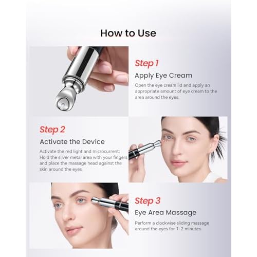 AMIRO 2 in 1 Red Light Eye Cream with Built-In Microcurrent Massager, PDRN Peptide Under Eye Treatment for Puffy, Tired-Looking Eyes, Hydrated & Firmer-Looking Skin, 1.06 oz