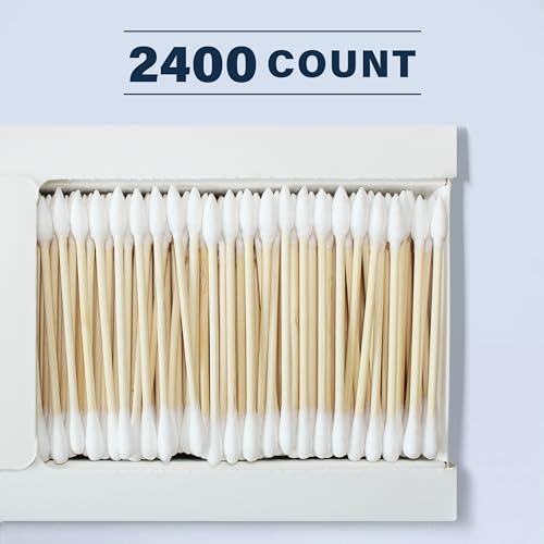 2400 Count Bamboo Cotton Swabs Pack of 4 Double-Tipped Ear & Makeup Applicators