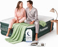 Queen Air Mattress with Built-in Pump, 18in, Green, 3-Layer Laminated Surface